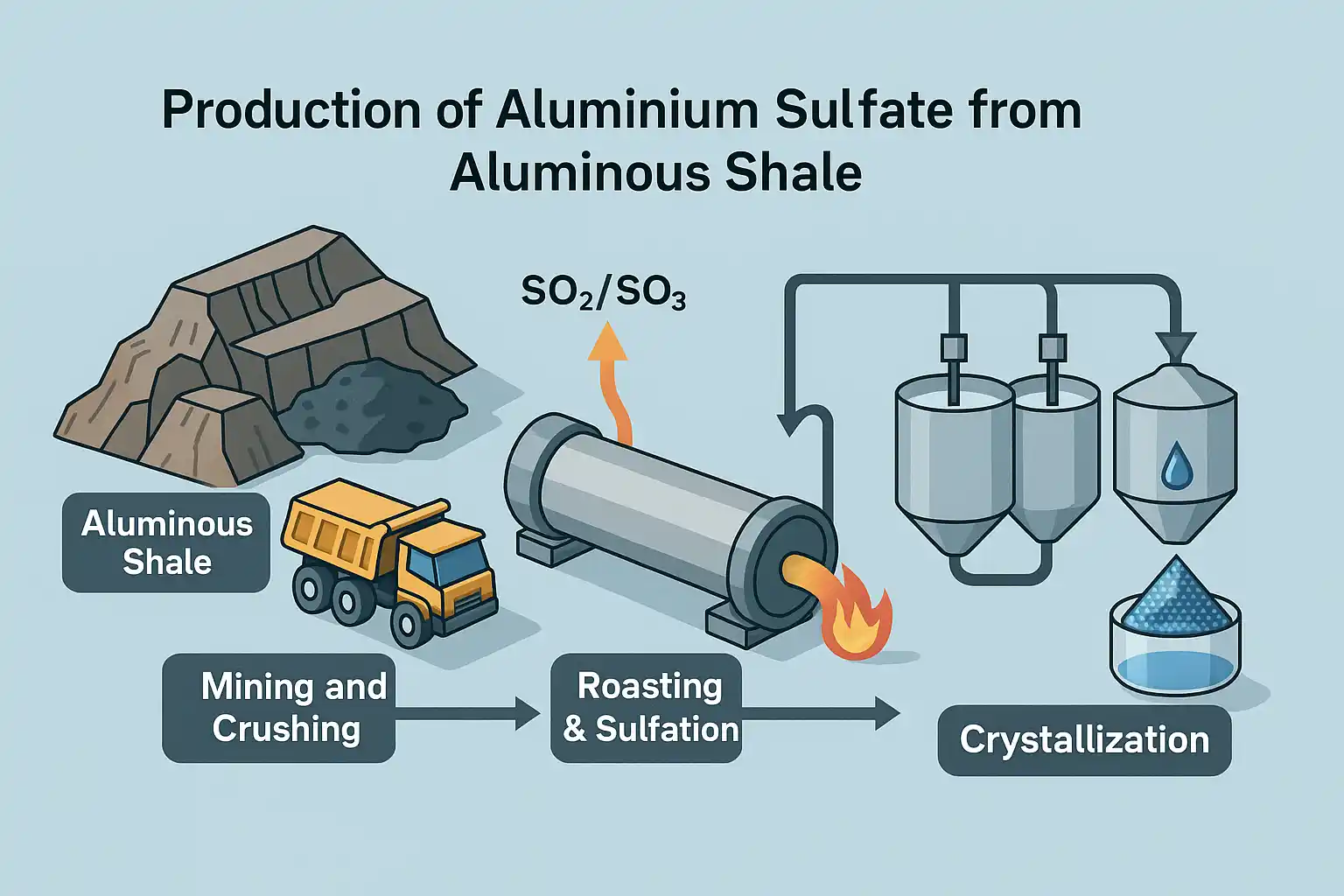 روش تولید سولفات آلومینیوم از شیست آلومینیوم
